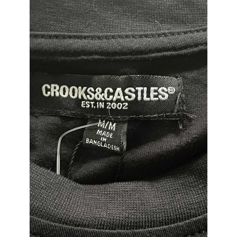 Crooks & Castles Men's Greco Bandusa Tee T-Shirt Size M Black Gold Metallic - Picture 5 of 10